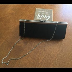 Black satin clutch
